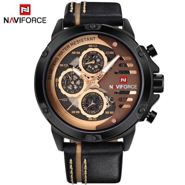 Man Leather Sport Wrist Watch - Smartoys