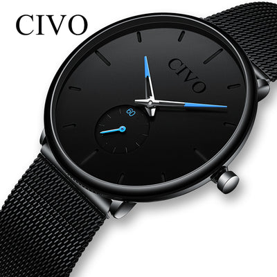 Men Waterproof Slim Mesh Strap Minimalist Wrist Watch - Smartoys
