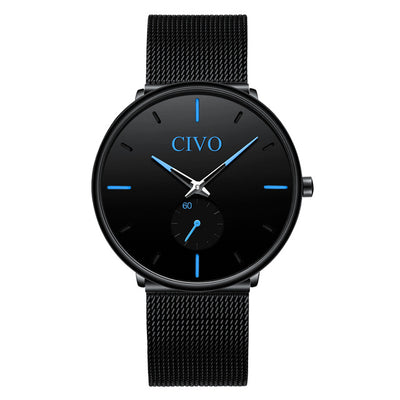 Men Waterproof Slim Mesh Strap Minimalist Wrist Watch - Smartoys