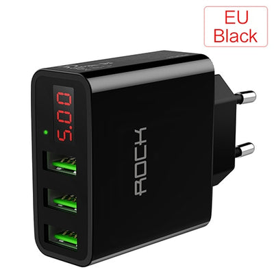 Universal 3A LED Display EU 3 Port USB Charger - Smartoys
