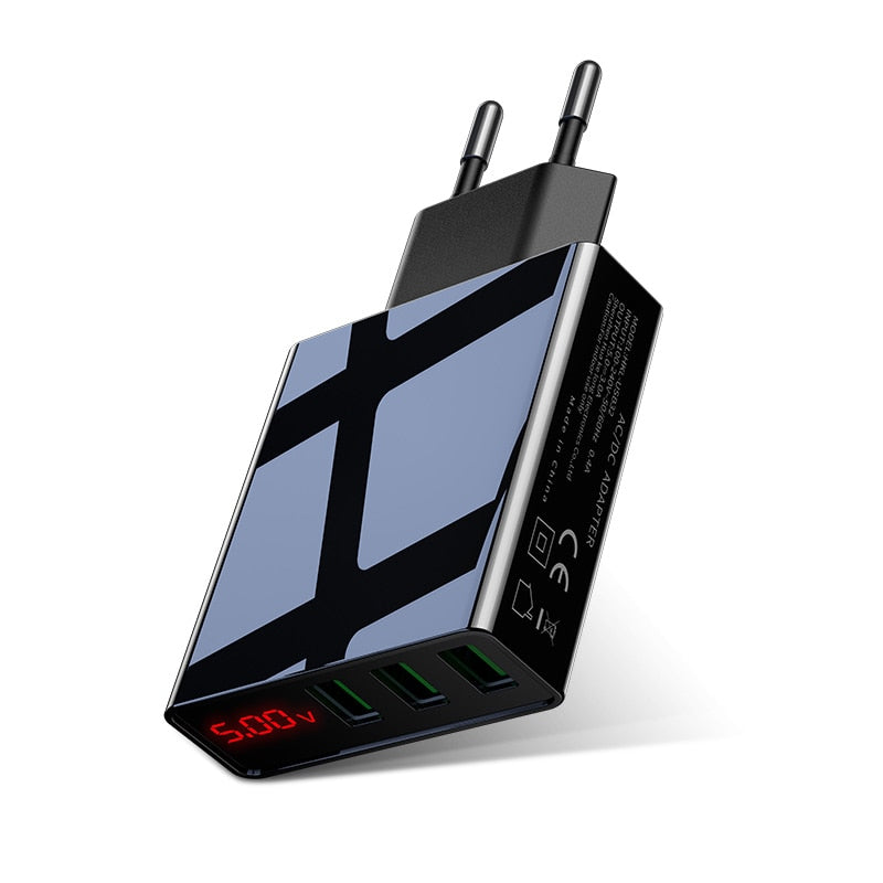 Universal 3A LED Display EU 3 Port USB Charger - Smartoys